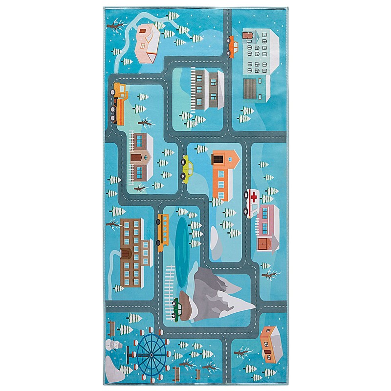 Dywan dziecięcy nadruk z miastem 80 x 150 cm KIGI