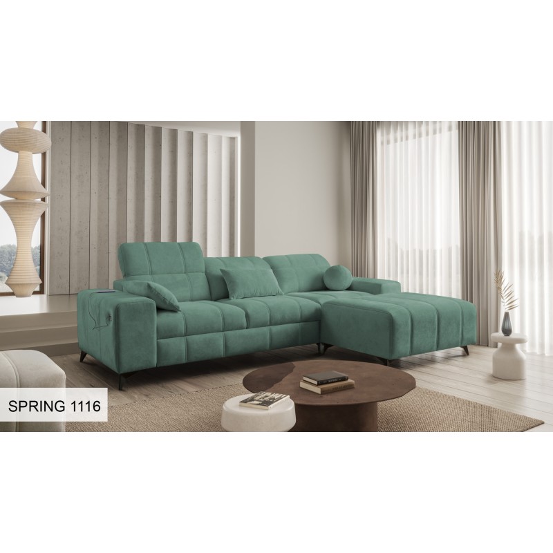 ¡Sofá esquinero Ballagio I con función de cama en tela Plecionka, Spring 1116 - belleza y funcionalidad en uno!