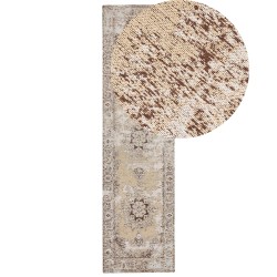 Dywan bawełniany 80 x 300 cm beżowo-brązowy ALMUS Dywan bawełniany 80 x 300 cm beżowo-brązowy ALMUS