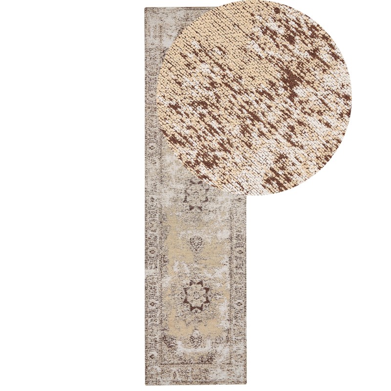 Dywan bawełniany 80 x 300 cm beżowo-brązowy ALMUS Dywan bawełniany 80 x 300 cm beżowo-brązowy ALMUS