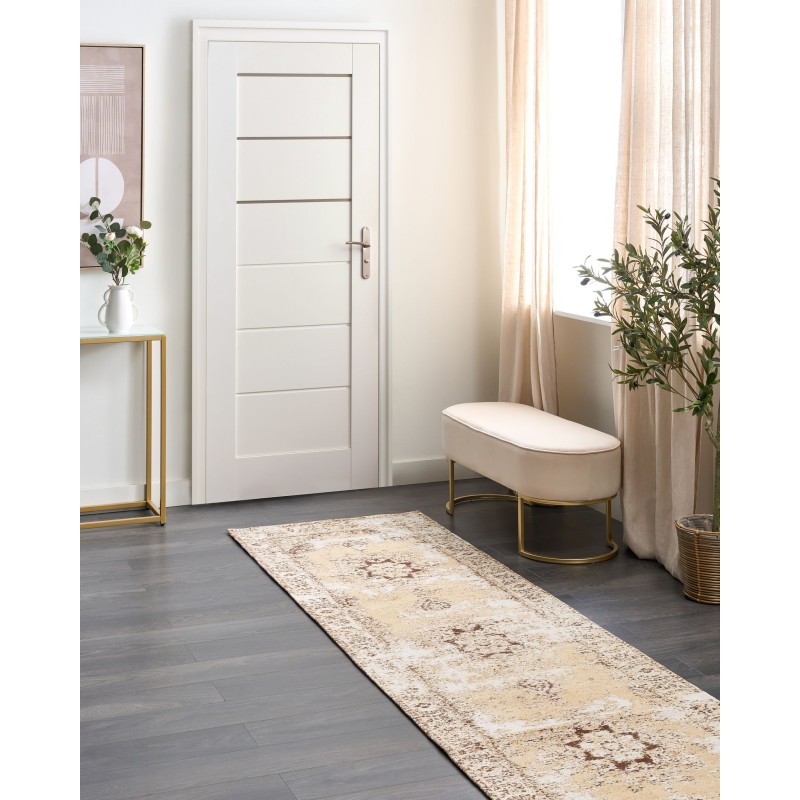Dywan bawełniany 80 x 300 cm beżowo-brązowy ALMUS Dywan bawełniany 80 x 300 cm beżowo-brązowy ALMUS