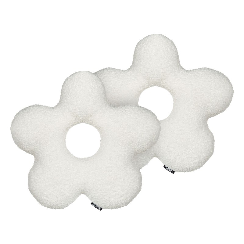 Zestaw 2 poduszek dekoracyjnych CAMPONULA Boucle 40 x 40 cm Złamana biel Jednolity