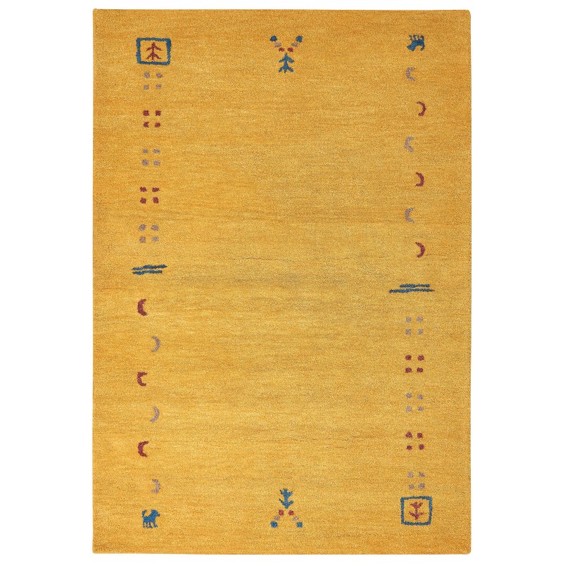Dywan wełniany gabbeh 160 x 230 cm żółty AKALAN Dywan wełniany gabbeh 160 x 230 cm żółty AKALAN