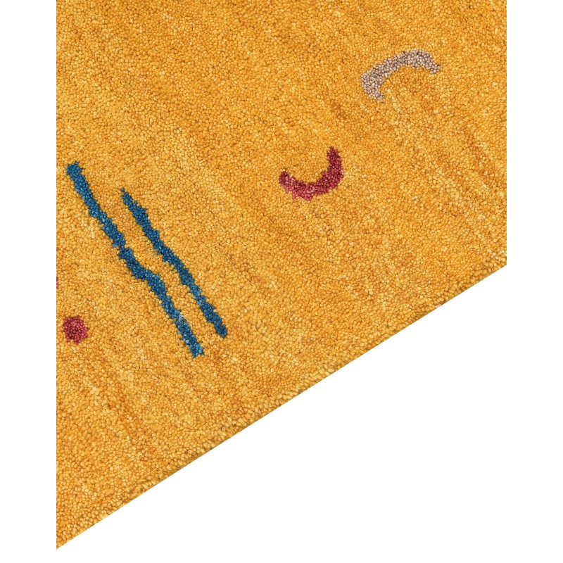 Dywan wełniany gabbeh 160 x 230 cm żółty AKALAN Dywan wełniany gabbeh 160 x 230 cm żółty AKALAN