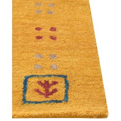 Dywan wełniany gabbeh 160 x 230 cm żółty AKALAN Dywan wełniany gabbeh 160 x 230 cm żółty AKALAN