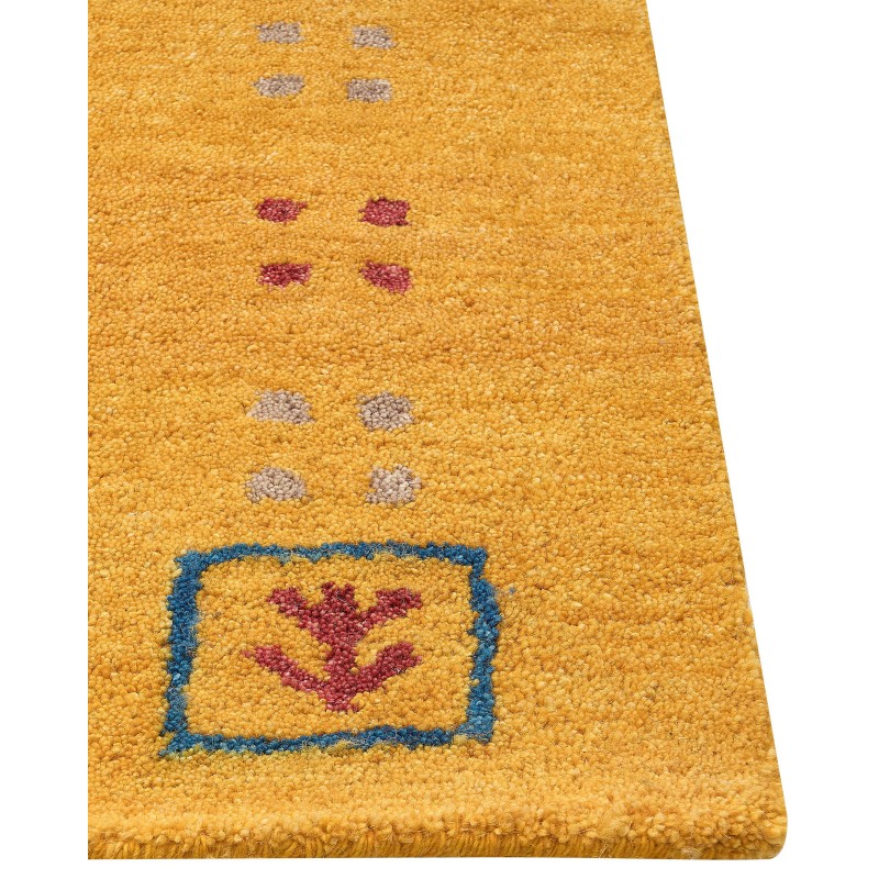 Dywan wełniany gabbeh 160 x 230 cm żółty AKALAN Dywan wełniany gabbeh 160 x 230 cm żółty AKALAN