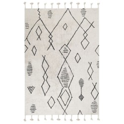 Dywan bawełniany 160 x 230 cm biało-czarny KEBIR Dywan bawełniany 160 x 230 cm biało-czarny KEBIR