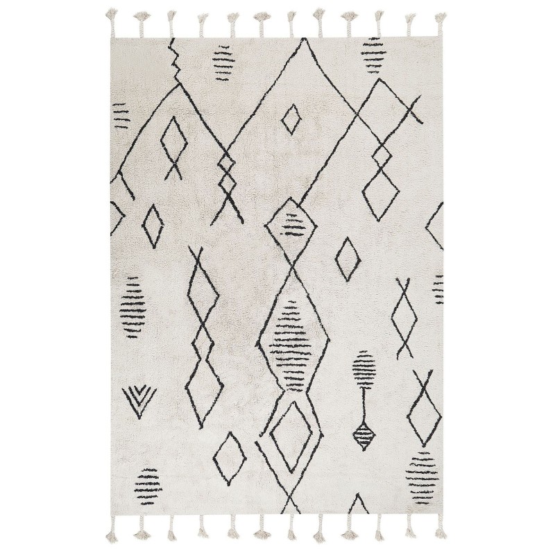 Dywan bawełniany 160 x 230 cm biało-czarny KEBIR Dywan bawełniany 160 x 230 cm biało-czarny KEBIR