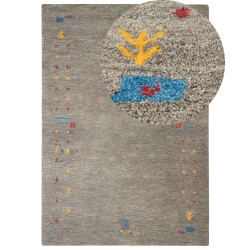 Dywan wełniany gabbeh 160 x 230 cm szary SEYMEN Dywan wełniany gabbeh 160 x 230 cm szary SEYMEN