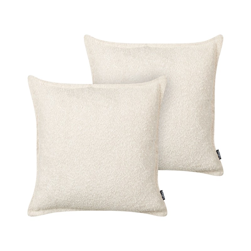 Zestaw 2 poduszek dekoracyjnych SENECIA Boucle 45 x 45 cm Jasnobeżowy Jednolity