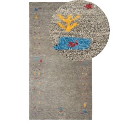 Dywan wełniany gabbeh 80 x 150 cm szary SEYMEN Dywan wełniany gabbeh 80 x 150 cm szary SEYMEN