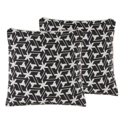Zestaw 2 poduszek dekoracyjnych ANDIRIN Bawełna 45 x 45 cm Czarny Wzór geometryczny Zestaw 2 poduszek dekoracyjnych ANDIRIN Bawełna 45 x 45 cm Czarny Wzór geometryczny