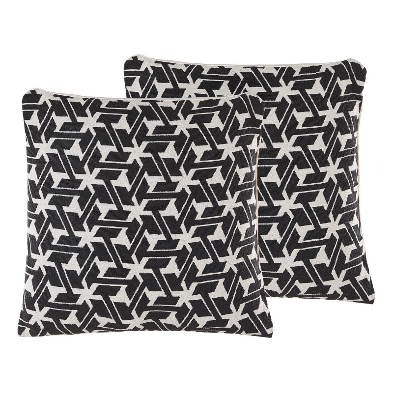 Zestaw 2 poduszek dekoracyjnych ANDIRIN Bawełna 45 x 45 cm Czarny Wzór geometryczny Zestaw 2 poduszek dekoracyjnych ANDIRIN Bawełna 45 x 45 cm Czarny Wzór geometryczny