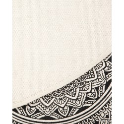 Dywan okrągły bawełniany orientalny nadruk ø 120 cm czarno-kremowy HIZAN Dywan okrągły bawełniany orientalny nadruk ø 120 cm czarno-kremowy HIZAN