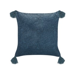 Poduszka dekoracyjna SETARIA Welur 45 x 45 cm Ciemnoniebieski Wzór roślinny Poduszka dekoracyjna SETARIA Welur 45 x 45 cm Ciemnoniebieski Wzór roślinny
