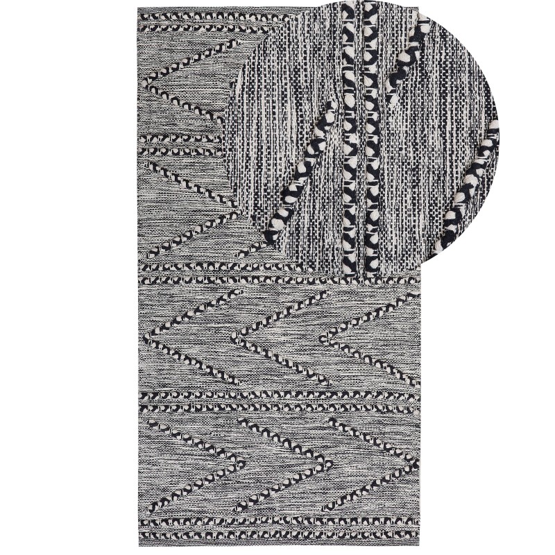 Dywan bawełniany 80 x 150 cm czarno-biały TERMAL