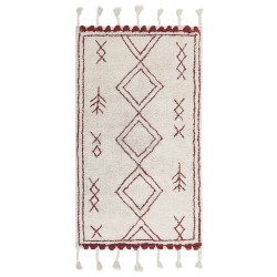 Dywan bawełniany 80 x 150 cm biało-czerwony KENITRA Dywan bawełniany 80 x 150 cm biało-czerwony KENITRA