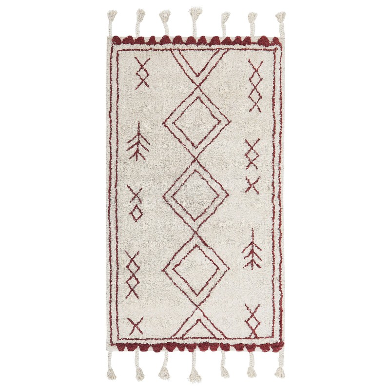Dywan bawełniany 80 x 150 cm biało-czerwony KENITRA Dywan bawełniany 80 x 150 cm biało-czerwony KENITRA