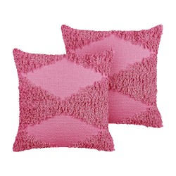 2 poduszki dekoracyjne bawełniane tuftowane 45 x 45 cm różowe RHOEO 2 poduszki dekoracyjne bawełniane tuftowane 45 x 45 cm różowe RHOEO