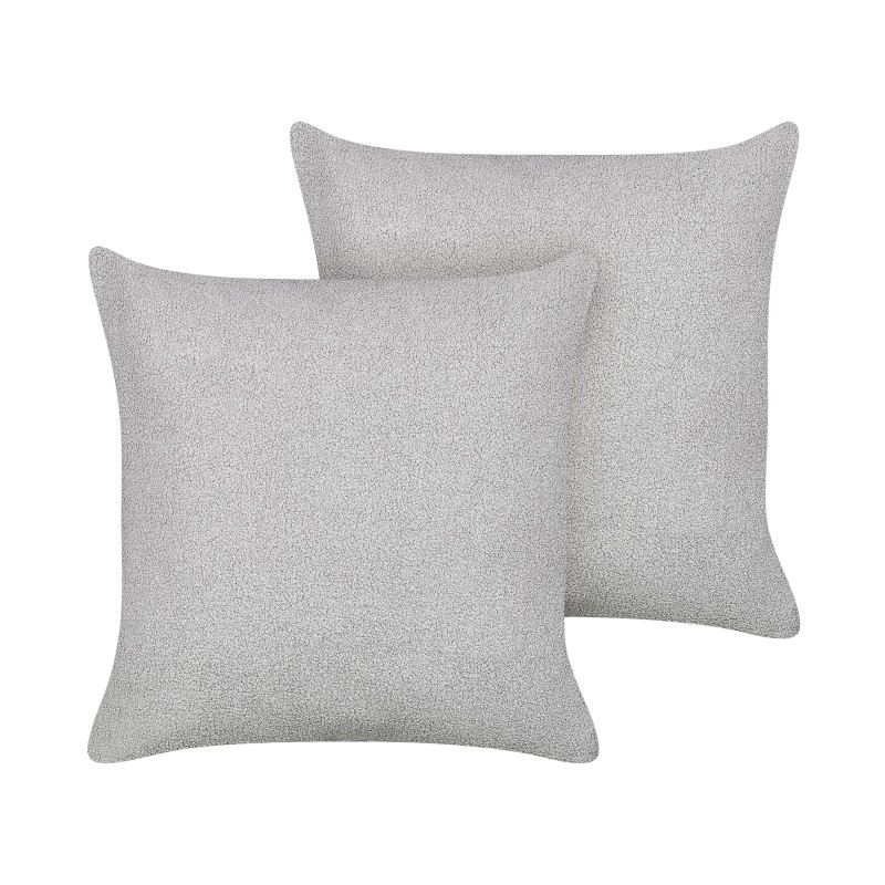 Zestaw 2 poduszek dekoracyjnych LEUZEA Boucle 60 x 60 cm Szary Jednolity Zestaw 2 poduszek dekoracyjnych LEUZEA Boucle 60 x 60 cm Szary Jednolity