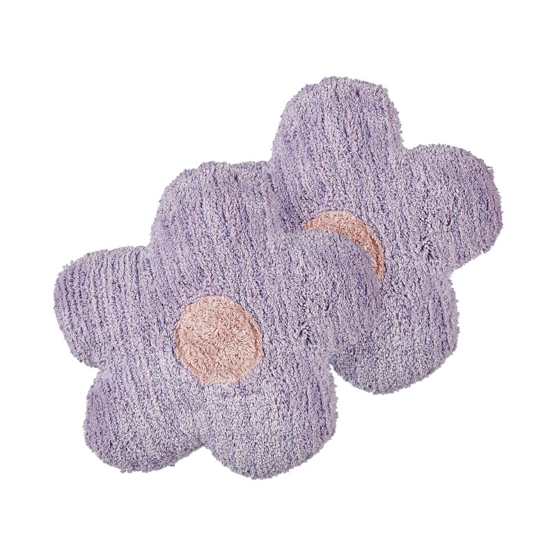 2 bawełniane poduszki dekoracyjne dla dzieci kwiaty 30 x 30 cm fioletowe SORREL