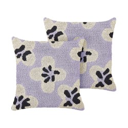 2 poduszki bawełniane dekoracyjne dla dzieci w kwiaty 45 x 45 cm fioletowe SOAPWORT