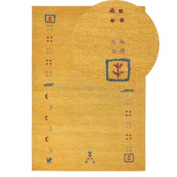 Dywan wełniany gabbeh 140 x 200 cm żółty AKALAN Dywan wełniany gabbeh 140 x 200 cm żółty AKALAN
