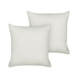 Zestaw 2 poduszek dekoracyjnych LEUZEA Boucle 45 x 45 cm Złamana biel Jednolity