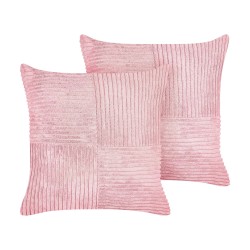 Zestaw 2 poduszek dekoracyjnych MILLET Sztruks 43 x 43 cm Różowy Wzór geometryczny Zestaw 2 poduszek dekoracyjnych MILLET Sztruks 43 x 43 cm Różowy Wzór geometryczny