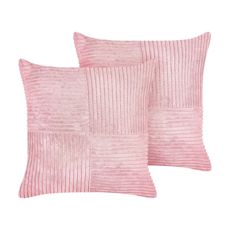 Zestaw 2 poduszek dekoracyjnych MILLET Sztruks 43 x 43 cm Różowy Wzór geometryczny