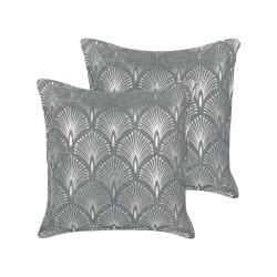 Zestaw 2 poduszek dekoracyjnych HOYA Bawełna 45 x 45 cm Szary Wzór geometryczny Zestaw 2 poduszek dekoracyjnych HOYA Bawełna 45 x 45 cm Szary Wzór geometryczny