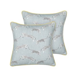 Zestaw 2 poduszek dekoracyjnych ARALES Bawełna 45 x 45 cm Jasnoszary Wzór zwierzęcy Zestaw 2 poduszek dekoracyjnych ARALES Bawełna 45 x 45 cm Jasnoszary Wzór zwierzęcy