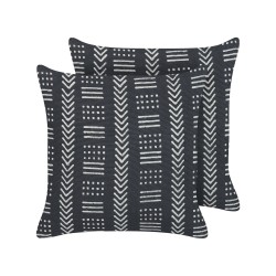 Zestaw 2 poduszek dekoracyjnych BENZOIN Bawełna 45 x 45 cm Czarny Wzór geometryczny Zestaw 2 poduszek dekoracyjnych BENZOIN Bawełna 45 x 45 cm Czarny Wzór geometryczny