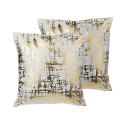 Zestaw 2 poduszek dekoracyjnych GARDENIA Bawełna 45 x 45 cm Złoty Wzór abstrakcyjny Zestaw 2 poduszek dekoracyjnych GARDENIA Bawełna 45 x 45 cm Złoty Wzór abstrakcyjny