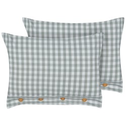 Zestaw 2 poduszek dekoracyjnych TALYA 40 x 60 cm Miętowy W kratkę Zestaw 2 poduszek dekoracyjnych TALYA 40 x 60 cm Miętowy W kratkę