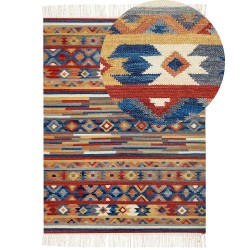 Dywan wełniany kilim 200 x 300 cm wielokolorowy NORAKERT Dywan wełniany kilim 200 x 300 cm wielokolorowy NORAKERT