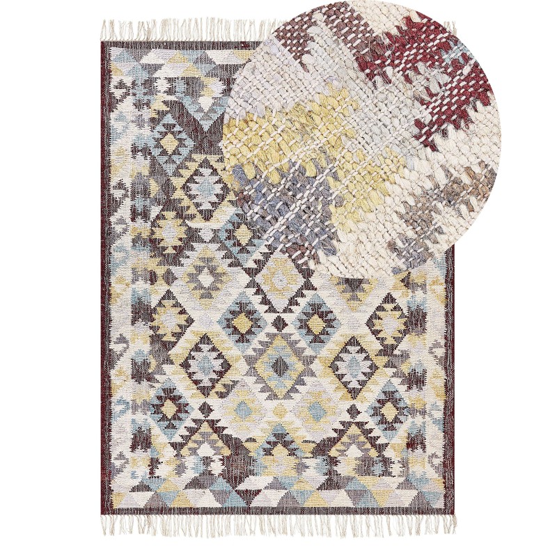 Dywan z juty 140 x 160 cm wielokolorowy FENER