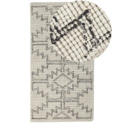 Dywan wełniany 80 x 150 cm beżowo-czarny URLA Dywan wełniany 80 x 150 cm beżowo-czarny URLA