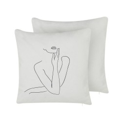 Zestaw 2 poduszek dekoracyjnych MEADOWFOAM Bawełna 45 x 45 cm Biały Wzór abstrakcyjny Zestaw 2 poduszek dekoracyjnych MEADOWFOAM Bawełna 45 x 45 cm Biały Wzór abstrakcyjny