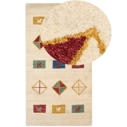 Dywan wełniany gabbeh 80 x 150 cm beżowy MISINLI Dywan wełniany gabbeh 80 x 150 cm beżowy MISINLI
