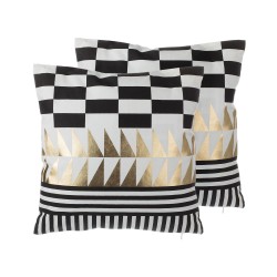 Zestaw 2 poduszek dekoracyjnych DALIA Bawełna 45 x 45 cm Czarny Wzór geometryczny Zestaw 2 poduszek dekoracyjnych DALIA Bawełna 45 x 45 cm Czarny Wzór geometryczny