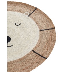 Dywan dziecięcy okrągły z juty miś ⌀ 120 cm beżowy KOVU Dywan dziecięcy okrągły z juty miś ⌀ 120 cm beżowy KOVU