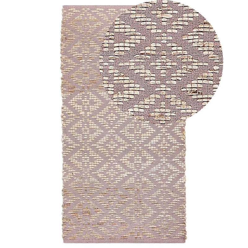 Dywan bawełniany 80 x 150 cm beżowy z różowym GERZE