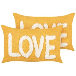 2 bawełniane poduszki dekoracyjne 30 x 50 cm żółte LOVE 2 bawełniane poduszki dekoracyjne 30 x 50 cm żółte LOVE