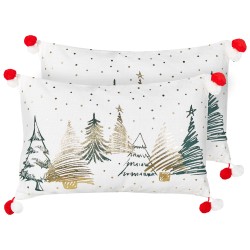 Zestaw 2 poduszek dekoracyjnych ANREDERA Bawełna 30 x 50 cm Biały Wzór świąteczny Zestaw 2 poduszek dekoracyjnych ANREDERA Bawełna 30 x 50 cm Biały Wzór świąteczny
