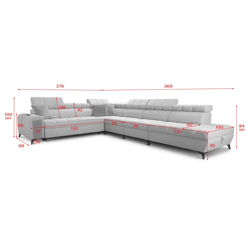 Venna XII corner sofa with a sleeping function and USB port - elegance and functionality in one! Venna XII corner sofa with a sleeping function and USB port - elegance and functionality in one!