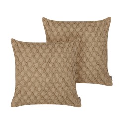 Zestaw 2 poduszek dekoracyjnych COLLOMIA Boucle 45 x 45 cm Beżowy Wzór geometryczny