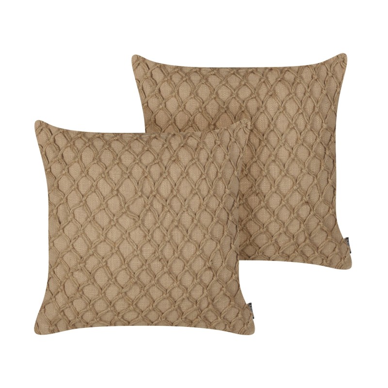 Zestaw 2 poduszek dekoracyjnych COLLOMIA Boucle 45 x 45 cm Beżowy Wzór geometryczny