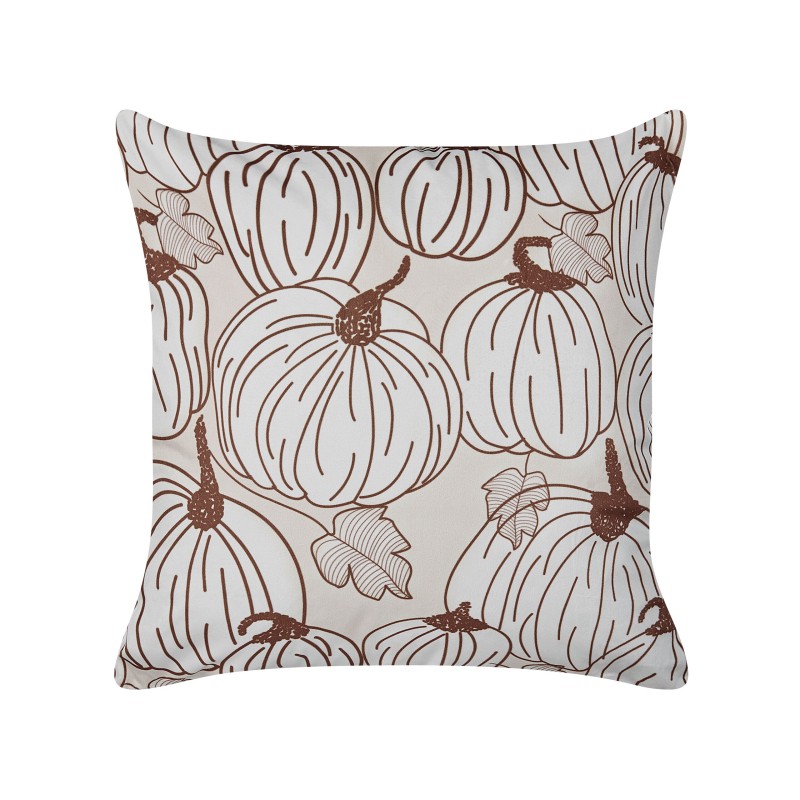 Poduszka dekoracyjna GOURD Welur 45 x 45 cm Beżowy Wzór roślinny Poduszka dekoracyjna GOURD Welur 45 x 45 cm Beżowy Wzór roślinny