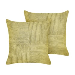 Zestaw 2 poduszek dekoracyjnych MILLET Sztruks 43 x 43 cm Oliwkowy Wzór geometryczny Zestaw 2 poduszek dekoracyjnych MILLET Sztruks 43 x 43 cm Oliwkowy Wzór geometryczny